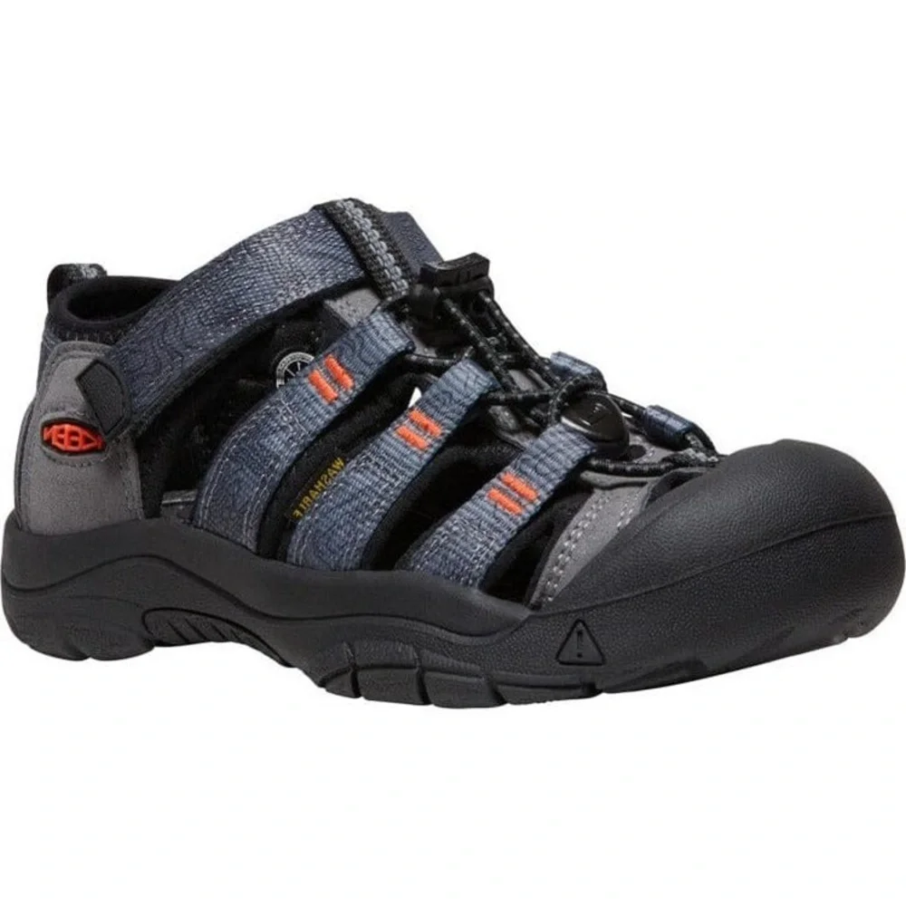 Keen Kids Gray and Black Water Shoe with Orange Accents